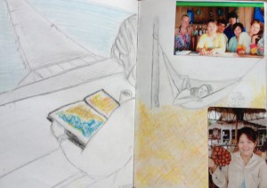 drawing and pineapple