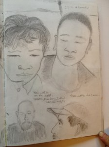 the kids on the boat were immobile with fascination at watching the portrait unfold... which made it a lot easier to try to draw them...